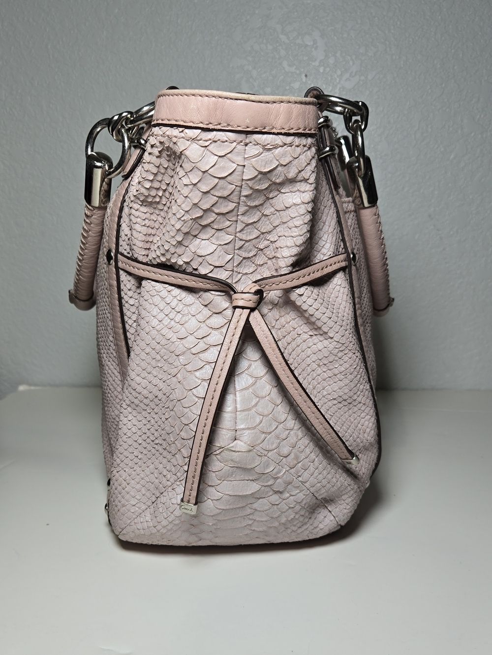 COACH Audrey Pinnacle Embossed Exotic Cinch East West Tote #19585 Mauve Pink - Picture 7 of 15